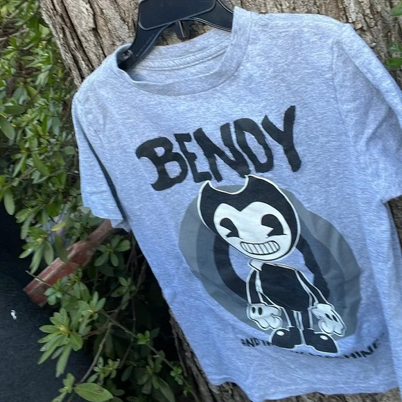 Bendy And The Ink Machine gray Short Sleeves Tee Boys S Small Gaming Shirt - Picture 6 of 9